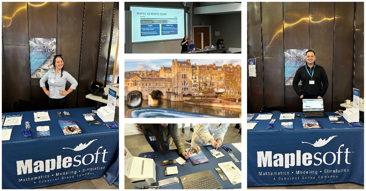 maplesoft's tweet photo. It’s been a packed couple of days for our UK team at #BathBMC2023. Great to meet so many people who love talking about math as much as we do! Thanks to those who attended our talk today and stopped by to say hi at our booth – see you all next time! https://t.co/wJEbslCuaD