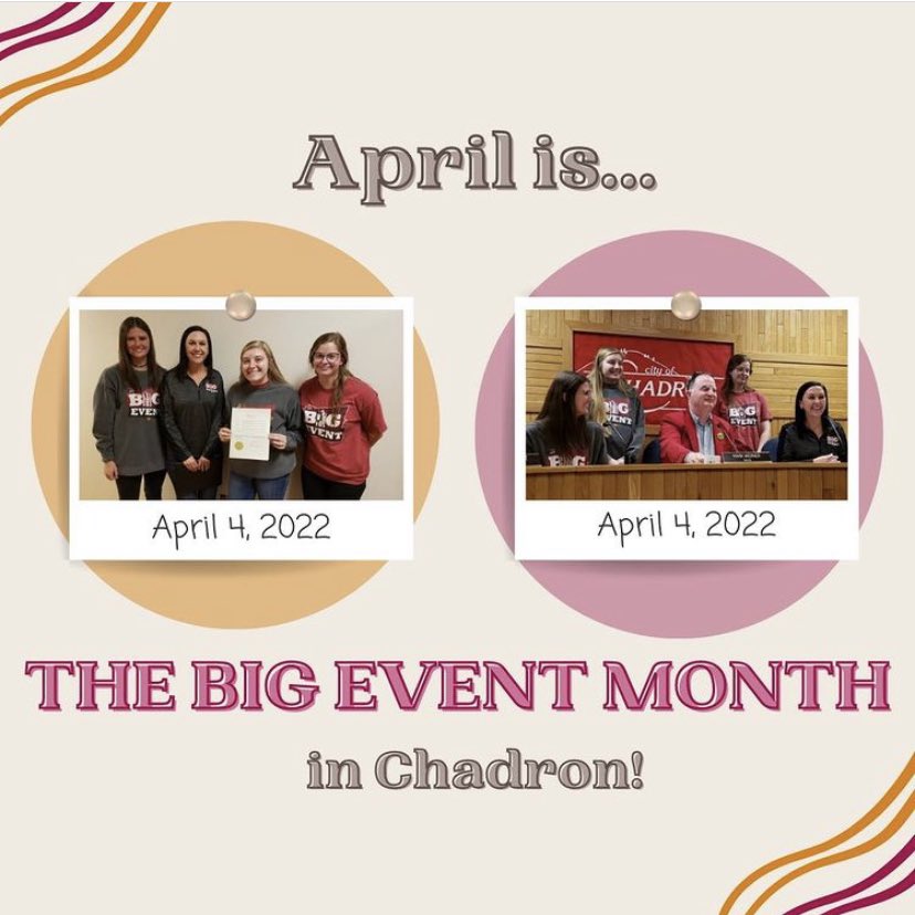 Happy April, everyone! 🌟 On this day last year, Chadron’s mayor proclaimed the month of April as “The Big Event” month in Chadron! We can’t wait to celebrate another annual Big Event next weekend on April 15th. #thebigevent #chadronstatecollege