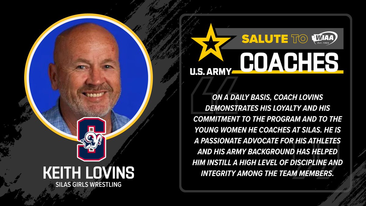 WIAA (@wiaawa) on Twitter photo In partnership with <a href="/goarmyseattle/">Go Army Seattle</a> as part of our ongoing Salute to Coaches, please join us in saluting:
KEITH LOVINS
Silas Girls Wrestling
Learn More & Nominate a Coach:
wiaa.com/salute
#SaluteToCoaches In partnership with <a href="/goarmyseattle/">Go Army Seattle</a> as part of our ongoing Salute to Coaches, please join us in saluting:
KEITH LOVINS
Silas Girls Wrestling
Learn More & Nominate a Coach:
wiaa.com/salute
#SaluteToCoaches