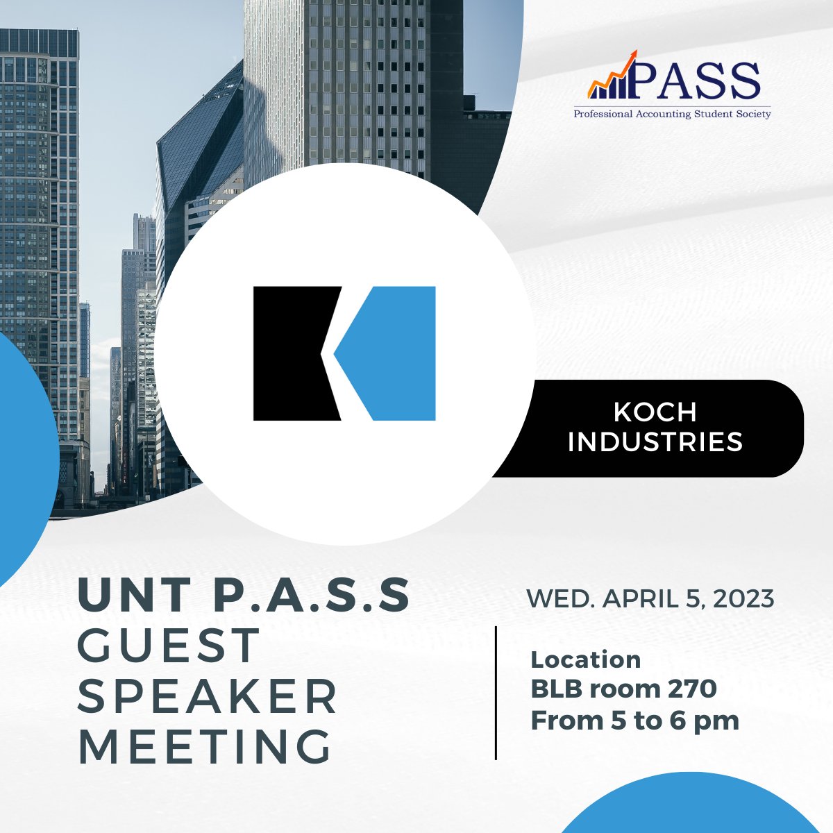 untpass's tweet photo. Hello Eagles 
Hope everyone had an amazing week! This is just a reminder that tomorrow, Wednesday, we have a guest speaker meeting with Koch Industries. 
The meeting will start at 5 pm in the BLB 270, and food will be provided. 
See you tomorrow, everyone! 👋 😊 https://t.co/NvQmr4QT5B