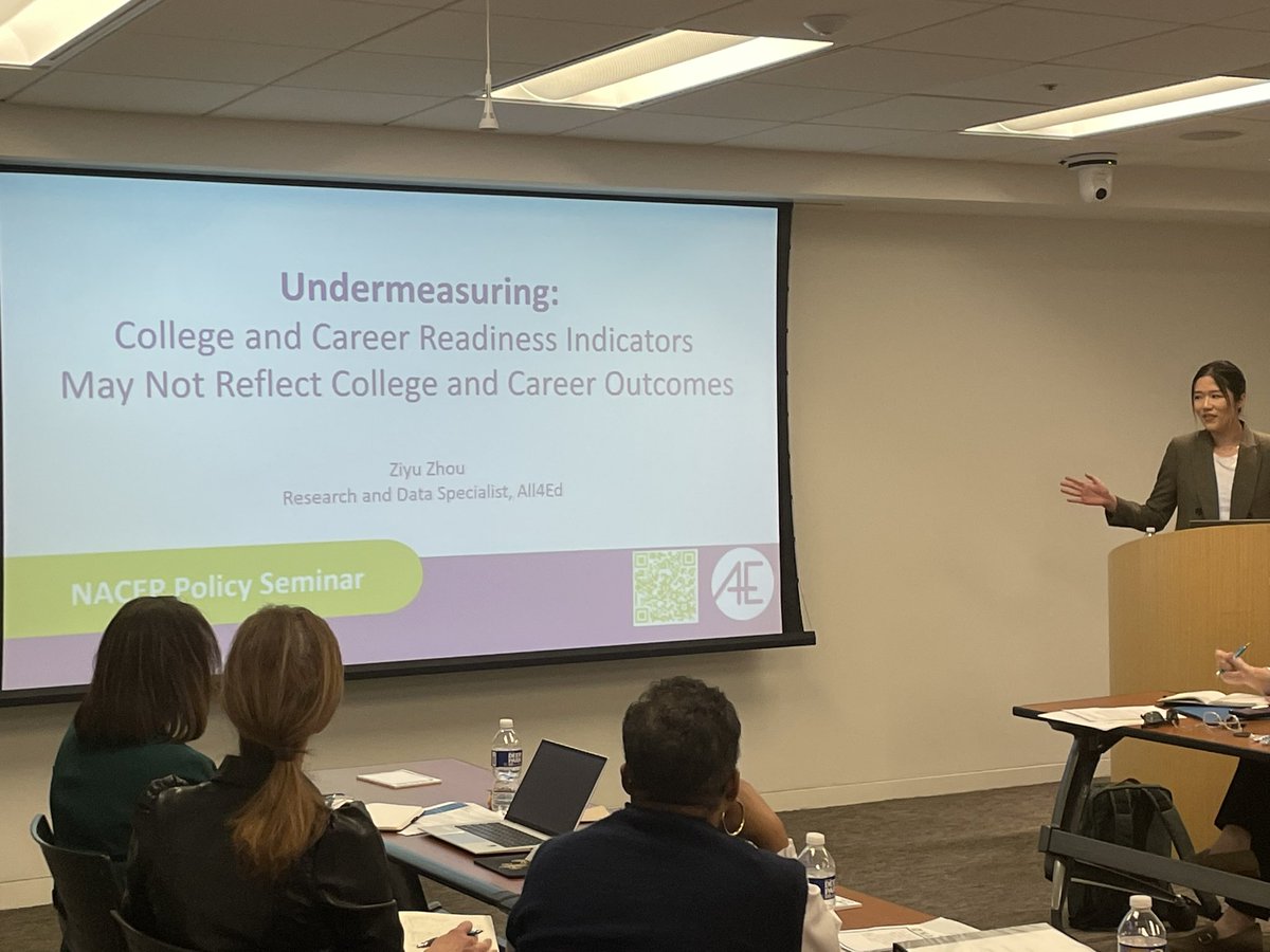 afhyslop's tweet photo. At @NACEPtweets Washington seminar, @ZiyuZhou_ presents @All4Ed’s #undermeasuring findings. Without better college and career readiness data, edu leaders will be flying blind to help students succeed beyond high school. https://t.co/yk9HkWZfsg https://t.co/71uEZDAaYu