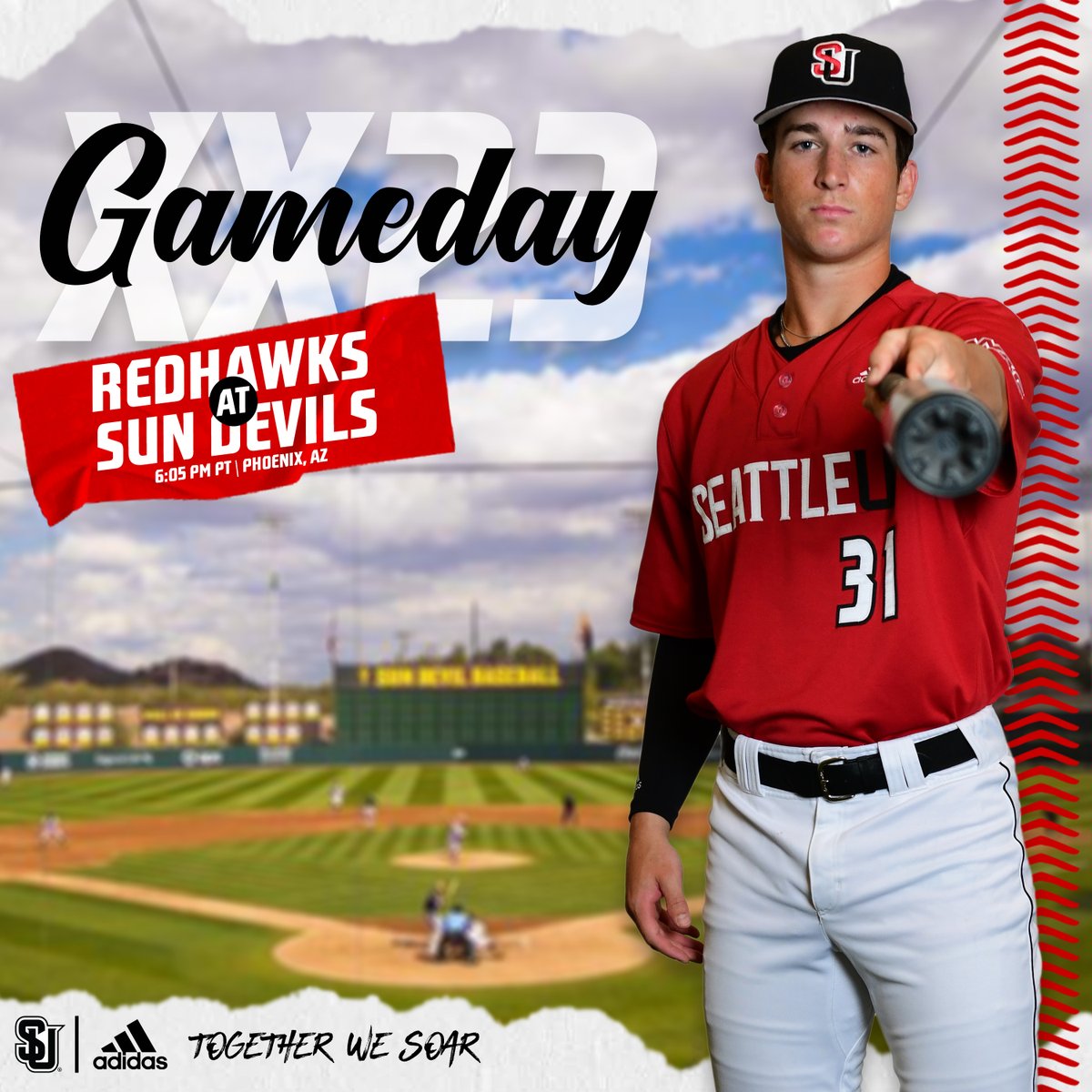 Redhawks are in the desert for a showdown with Arizona State. 🌵⚾️

🆚 Arizona State Sun Devils
📍 Phoenix, AZ
🏟 Phoenix Municipal Stadium 
⏰ 6:05pm PT
📺 goseattl.eu/2DcH1gg
📊 goseattl.eu/3mcY1fN
#TogetherWeSoar
