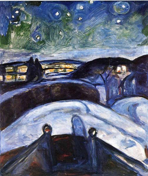 'Non serve mica gridare per avere più attenzione, le stelle restano in silenzio eppure c’è chi le guarda per ore.'

      ✒️Huga Flame

🎨 Edvard Munch

#GoodNight
#ScrivoArte #ScrivoDiStelle @ScrivoArte