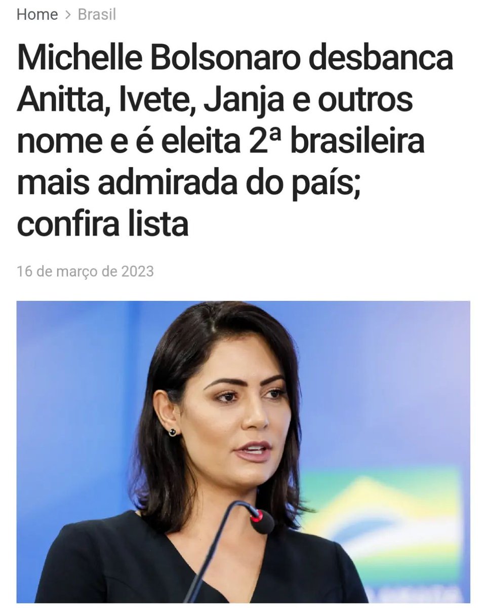 michellefcs3's tweet photo. Nossa eterna Primeira Dama. 💚🇧🇷 
Você apoia Michelle Bolsonaro? https://t.co/iZxzzGPOT5