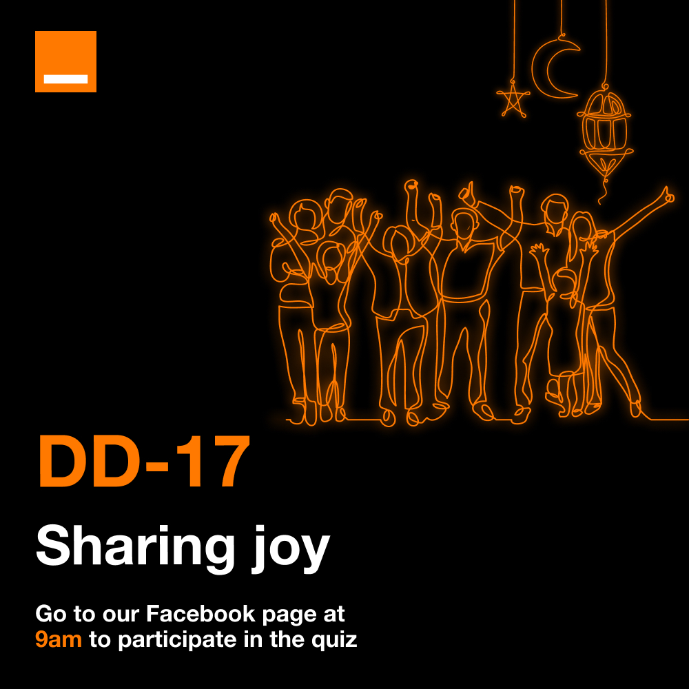 Orange_Cameroun's tweet photo. DD-17 until the end of the month of Ramadan
We are sharing joy with you🤩 🤸
------
JJ-17 avant la clôture du mois de Ramadan.
Avec vous, nous partageons la joie🤩🤸
#Ramadan2023
#MaxdePartage
#MaxSharing https://t.co/5GjwzL2hcI