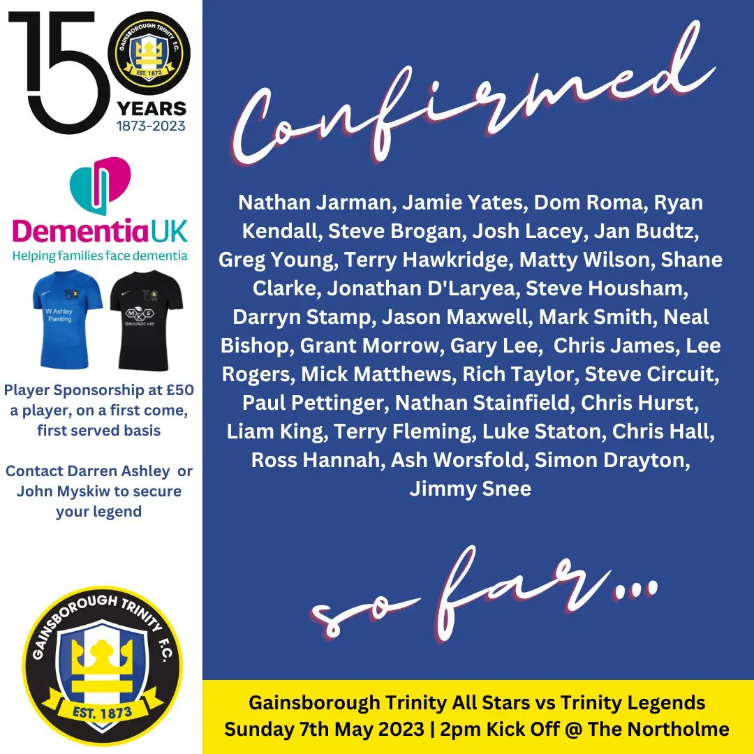 And lots, lots more still to be confirmed | <a href="/domroma/">dominic roma</a> <a href="/joshualacey94/">Joshua lacey</a> <a href="/JanBudtz/">Jan Budtz</a> <a href="/MattyWilson88/">Matt Wilson</a> @SheezyClarke @NealBishop12 <a href="/RHannah10/">Ross Hannah</a> <a href="/LiamKing87/">Liam King</a>