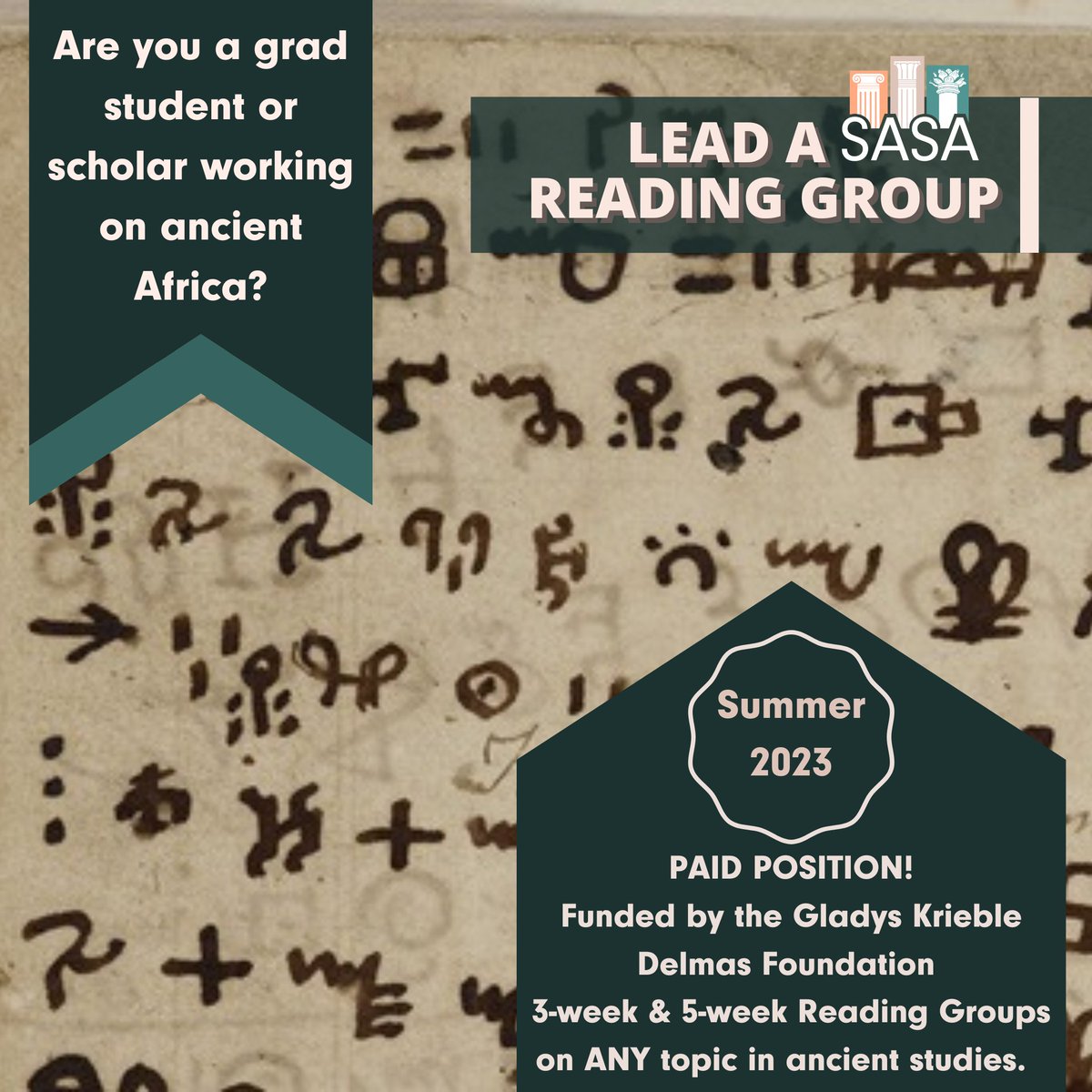 AncientSave's tweet photo. 🌍In an effort to represent as many ancient cultures as possible, we are calling for scholars of #AfricanHistory to lead a #SummerReadingGroup!
🗓 Deadline: April 7
➡️https://t.co/ckdastrP0O
#SASA #Africa #AfricanCultures #AncientAfricanHistory #Indigenous #TribalHistory https://t.co/gbifeJkS3v