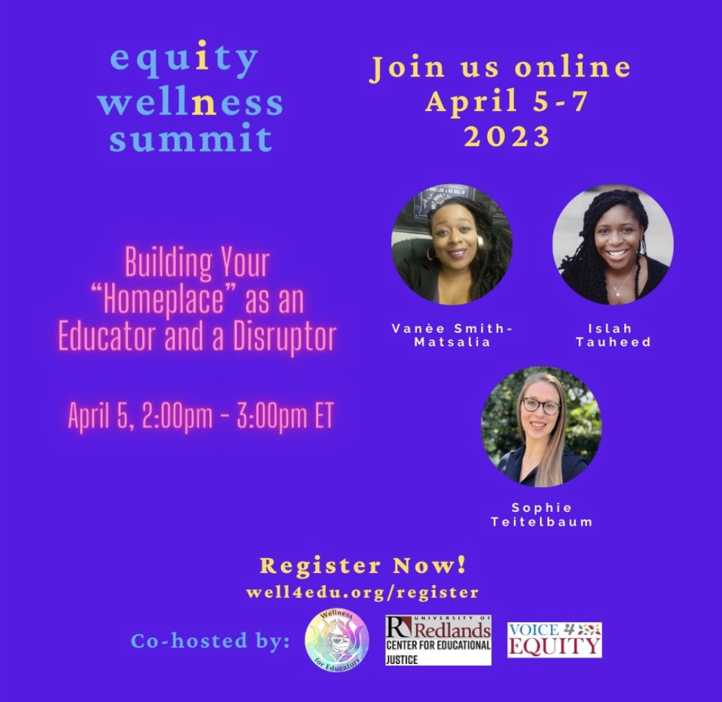 This talk was so healing y’all. Check out @TokenBlackTeach, @SophTeit, and I for the @well4edu summit. If you’re searching for home, you’re not alone 💜