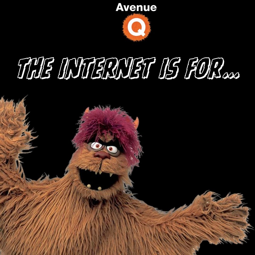 LTC_in_Burton's tweet image. Type &quot;The internet is for&quot; and then tap the central predictive text option on your phone to complete the rest! 🧡

#PredictiveTextGame
#AvenueQ
