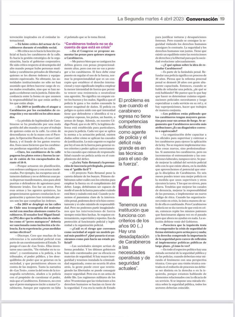 patriciapolitz's tweet photo. Muy interesante. Una visión desde dentro de @Carabdechile  en entrevista del abogado Daniel Soto en @La_Segunda 👇🏽 https://t.co/Ad2Ccn1JMG