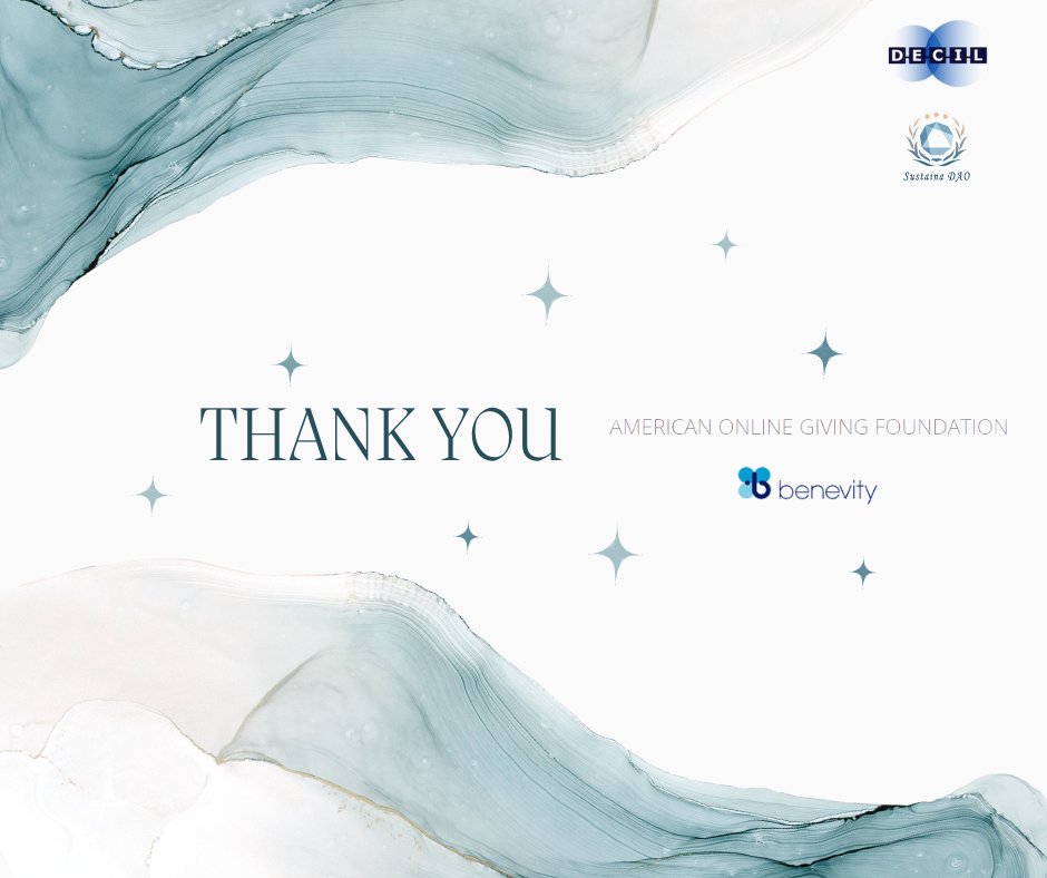 Decil_Official's tweet photo. Great news! 🎉 We've received a donation from the American Online Giving Foundation via @benevity  to support our mission in advancing #blockchain technology and sustainability. Thank you for your generosity! 🙏 #crypto #donation #innovation https://t.co/DcWcvSBIze