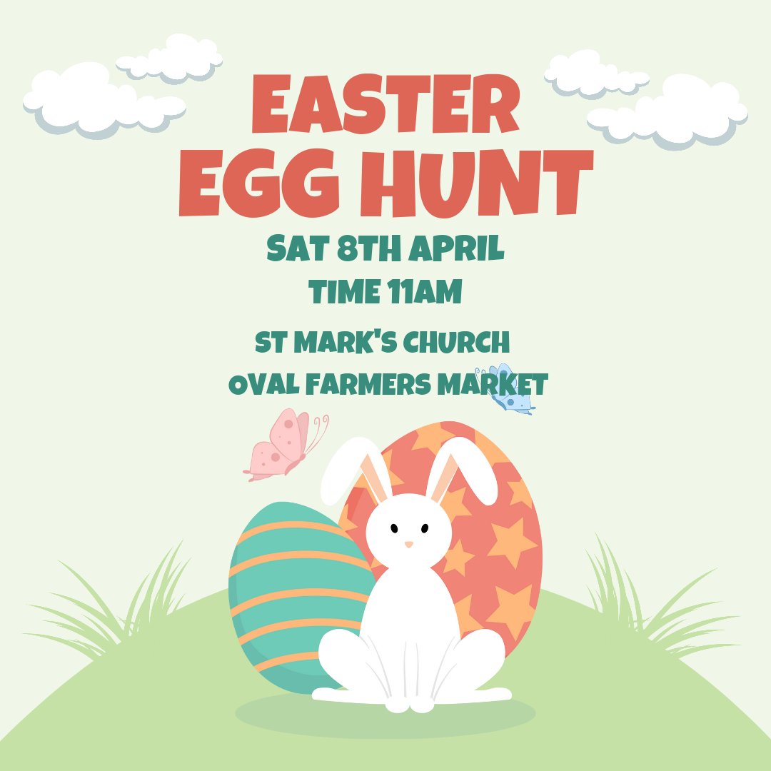 Anyone on the hunt for chocolate? As in every year, @stmarkskennington is organising an Easter egg hunt at the Oval market this Saturday 11am. Let's prove once more that children can find things when they want to. 
See you all there! 
#easteregghunt #Ovalmarket #farmersmarket