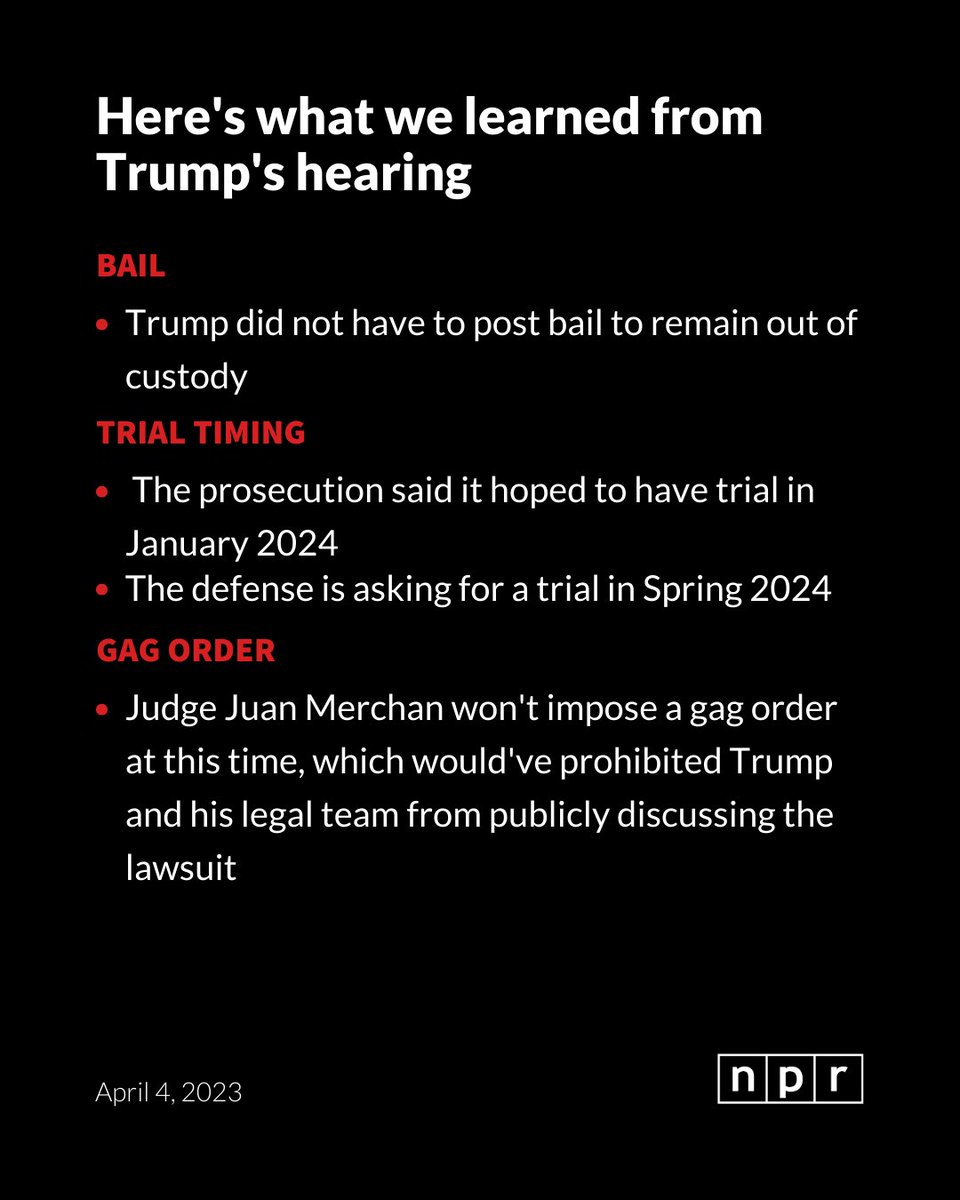 Here's what we learned from Trump's hearing. n.pr/40HyNFy