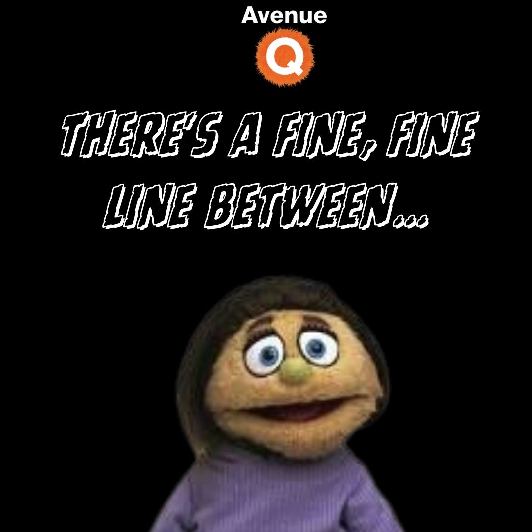 LTC_in_Burton's tweet image. Type &quot;There&apos;s a fine, fine line&quot; and then tap the central predictive text option on your phone to complete the rest! 🧡

#PredictiveTextGame
#AvenueQ