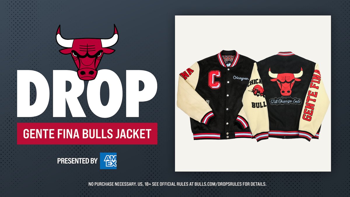 We've got a 🔥 drop coming this week!

Join our drop in the Bulls App this Thursday (4/6) at 6PM CT for a chance to win this exclusive <a href="/GenteFinaChi/">Gente Fina</a> Bulls Letterman Jacket, presented by <a href="/AmericanExpress/">American Express</a>!