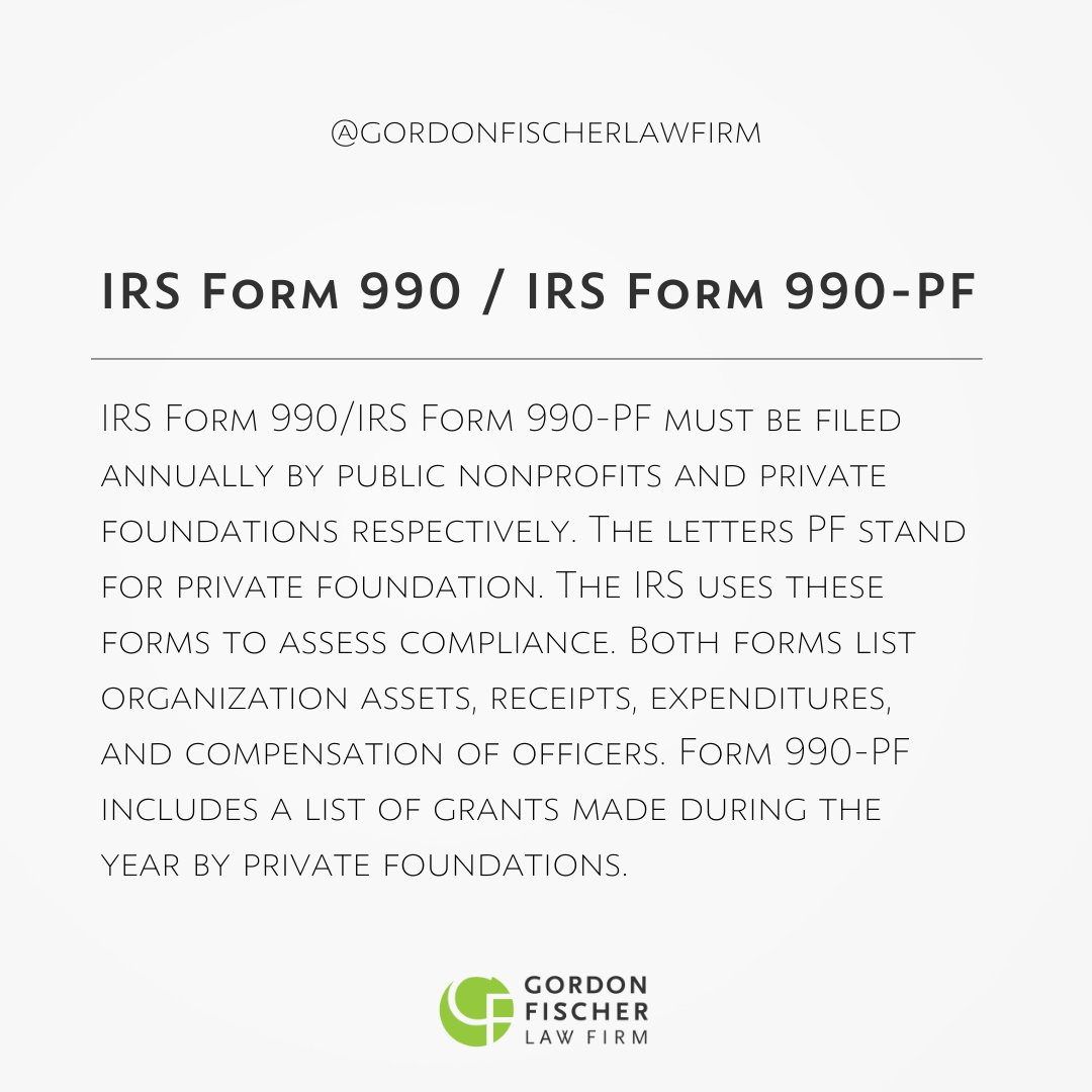 Happy #TermTuesday. Today’s #term is #IRSForm990. It’s vital to know about this #nonprofit must-do! 

#gordonfischerlawfirm #gordonfischerlawyer #gofischlaw #iowalaw #gofischlawiowa #iowaattorney #iowalawfirm #iowanonprofit #iowaestateplanning #estateplan #march #springhassprung