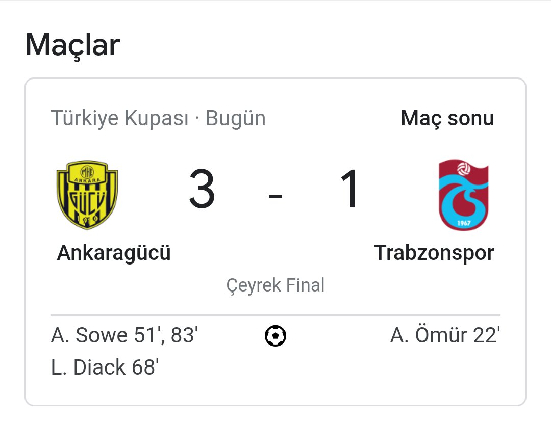 Ankaragücü Ziraat Türkiye Kupasında Trabzonspor Eledi. Ve Yarı Final çıktı.