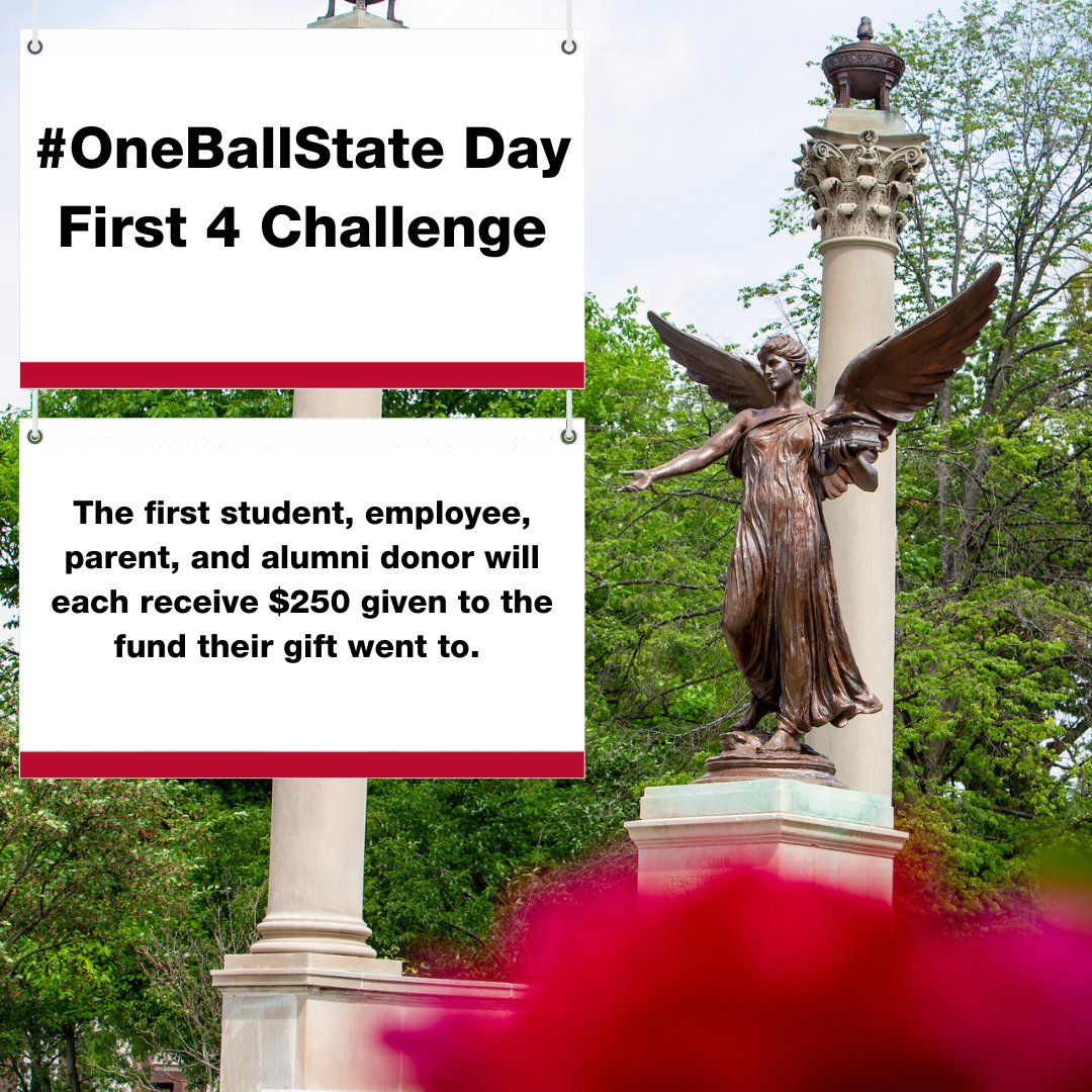 #OneBallState Day is only an hour away!
Help us start the day off well by being one of the first to
give and unlocking one of these challenge gifts!