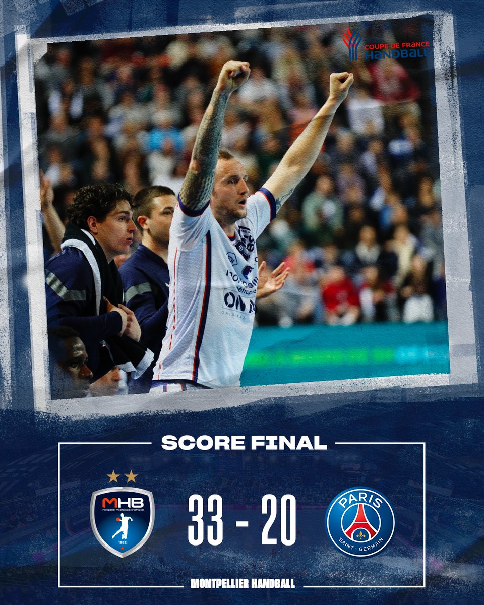 [#CoupeDeFrance - Demi-finale]   

🏆 MONTPELLIIIIIERRR est en FINALE !

🔥 Irrésistible face au <a href="/psghand/">PSG Handball</a>, le MHB se qualifie pour la dernière marche de la Coupe de France, le 10 juin prochain.