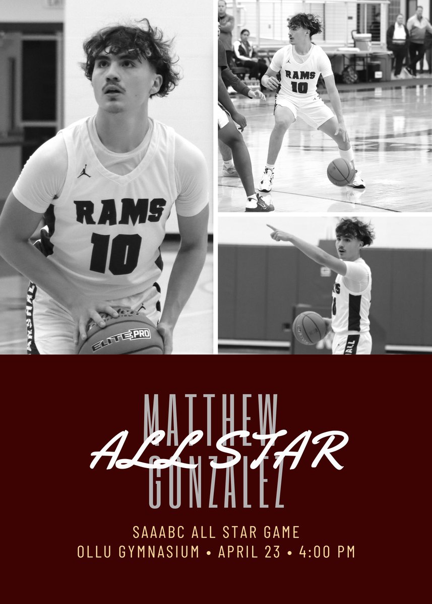 RAM FAMILY!

Please congratulate Matthew Gonzalez on his selection to the <a href="/S3AHoopsCoaches/">San Antonio Area Association of Basketball Coaches</a> All-Star Game to be played April 23rd at Our Lady of the Lake University. 

@2kmatt1 we are PROUD of you!