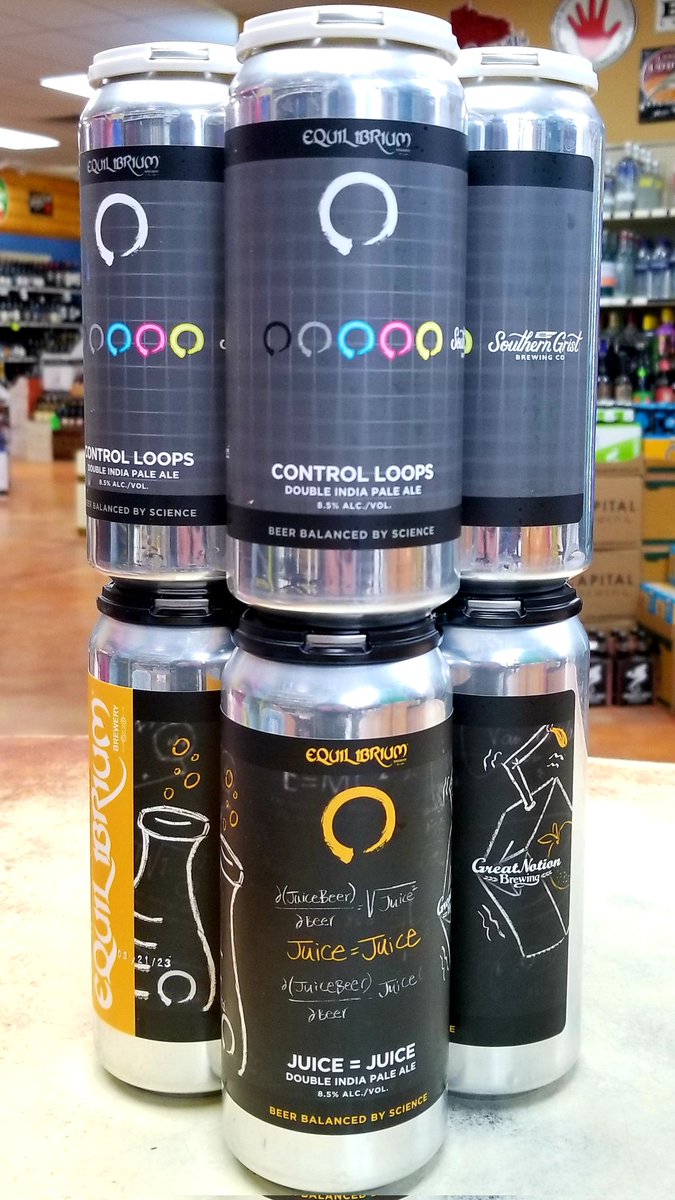 CityViewLiquor's tweet photo. TWO pretty nice looking collaborations from @EQBrewery are in.
CONTROL LOOPS with @southerngrist &
JUICE=JUICE with @GreatNotionPDX NOW AVAILABLE! #NewBeerArrivals #HopFueledPartyMachine #CallingAllHopheads #CrazyRadBeer #collabrew #collabeeration https://t.co/vhT1xnCtwY