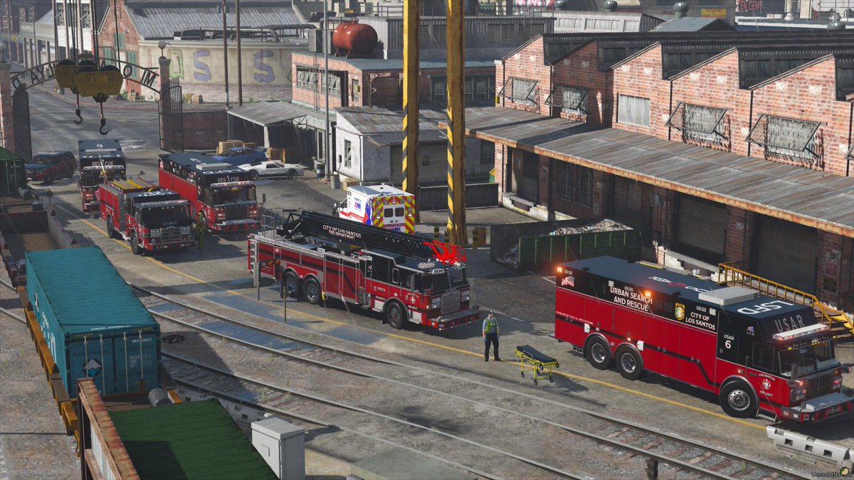 DOJRP_Updates's tweet image. The other day, multiple #LSFD rescue apparatus were dispatched to a truck hanging off the I2 interchange. While attempting rescue operations, the truck fell off of the interstate into a rail yard. the PT was successfully extricated.