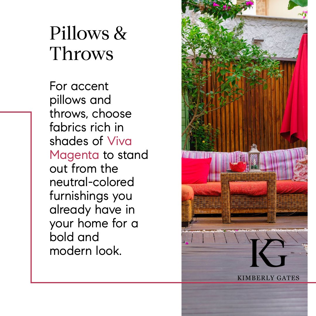 Gateski's tweet image. "Viva Magenta revels in pure joy, encouraging experimentation and self-expression" - Pantone.com

#MarchMagenta #SpringInterior #Homeowners #Homebuyers #KimberlyGates #BayAreaRealEstate #OaklandRealtors #CompassAgent