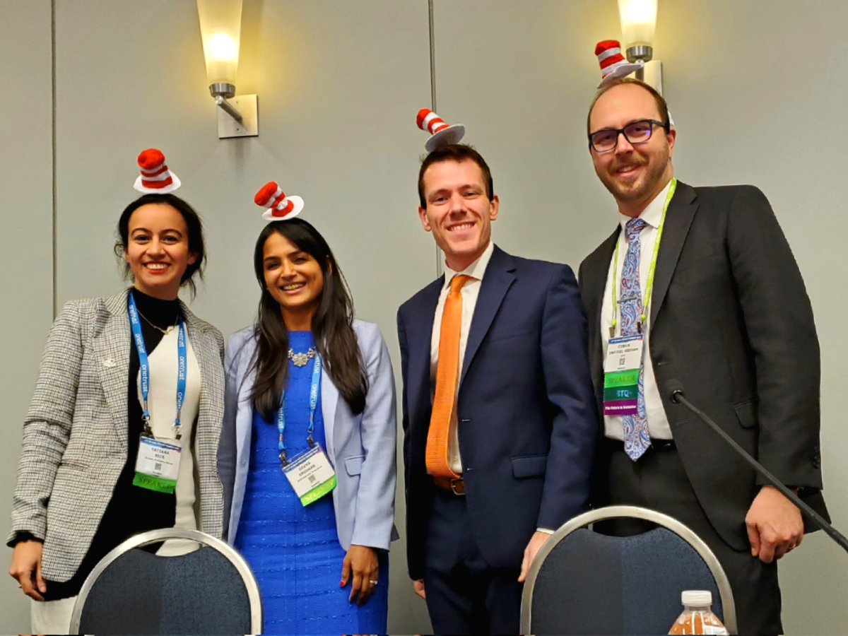 the_iapp's tweet photo. "Oh, the places we might go! U.S. privacy law and regulation" to wrap up the sessions for #GPS23 Day 1! Here you see @tatiianarice, @Policy_DrDivya, @Brandon_J_Pugh and @cobun really embracing the Dr. Seuss theme 😂 https://t.co/NfV3QPM82p