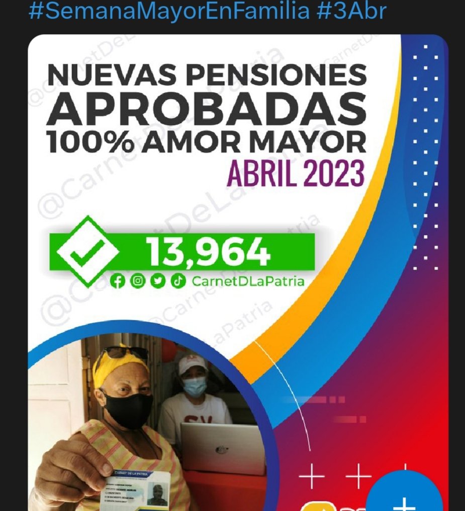 #SemanaMayorEnAmor
Atención 👋
Fueron aprobadas 13,964nuevas  pensiones por nuestro presidente @NicolasMaduro 
Para garantizar la atención a nuestro adultos mayores 😃
#AmorMayor