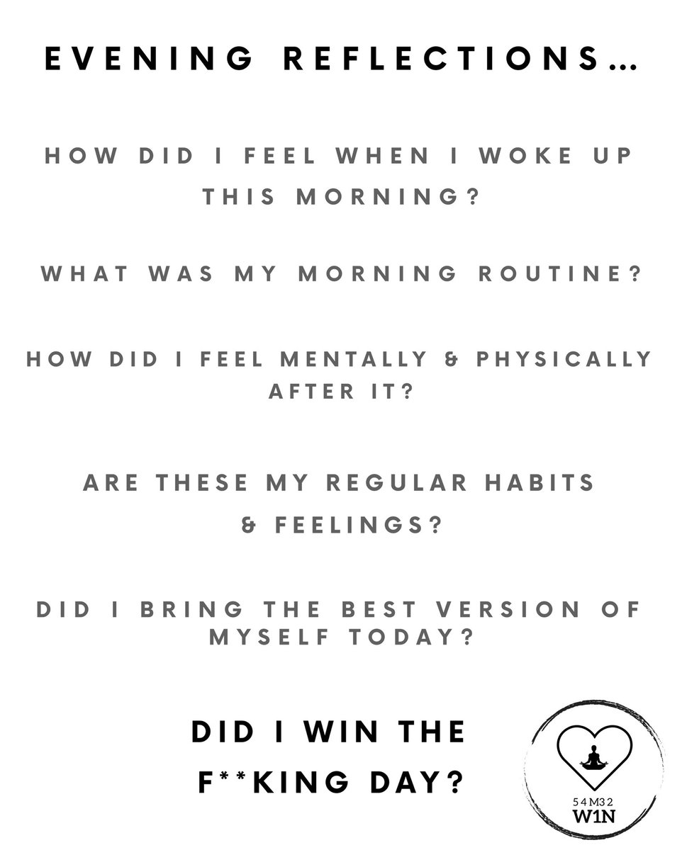 5towintheday's tweet photo. Evening reflections…🤔☁️

Have a think about even just one of these questions ➡️ explore your thoughts around it 🧠🧐

Now ask yourself this…are my morning habits preparing me for the day ahead? 

#5towintheday  #eveningreflections #morninghabits #prioritiseyou #fuelthemind https://t.co/qM63xN4Kc0