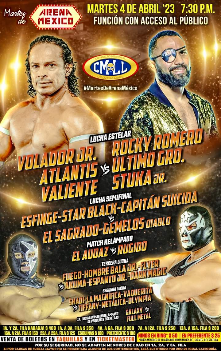 mas_lucha's tweet image. ✨¡Continúa la rivalidad!✨

▪️Volador Jr., Atlantis y Valiente vs Rocky Romero, Último Guerrero y Stuka Jr.
▪️2 matchs relámpago y 3 luchas más

📅 HOY | 🕋 Arena México | 🕢 7:30 pm