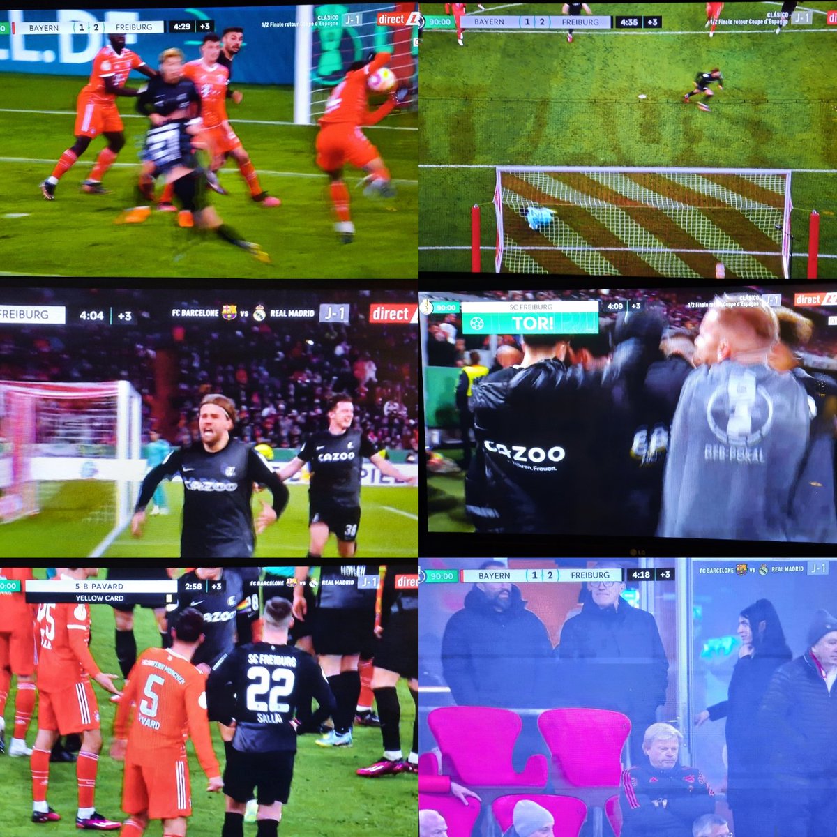 XavBarretFoot's tweet photo. Main dans la surface du Bayern et penalty pour Fribourg à la dernière minute : le champion Bavarois éliminé 1-2 en quart de la Coupe d'Allemagne par le @scfreiburg qui n'avait jamais gagné à Munich. 1e défaite pour Thomas Tuchel sur le banc du Bayern. #BAYFRE #FCBSCF @DFB_Pokal https://t.co/kHhubec62l
