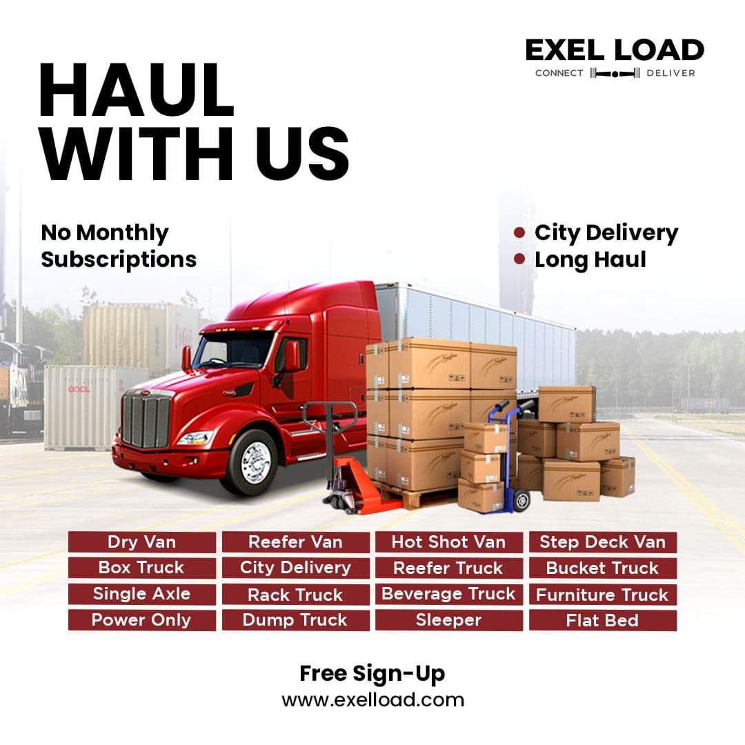 ExelLoad's tweet photo. Join our tech hub for transporters and haul with ease!
Sign up for free if you operate any of the vehicles listed.  #logistics #brokers #dispatches #longhauler #longhaul  #trucking #freightbrokers #owneroperator #reefer #dryvan #citydelivery #boxtruck #hotshot #carriers https://t.co/tdEKyPd64Q