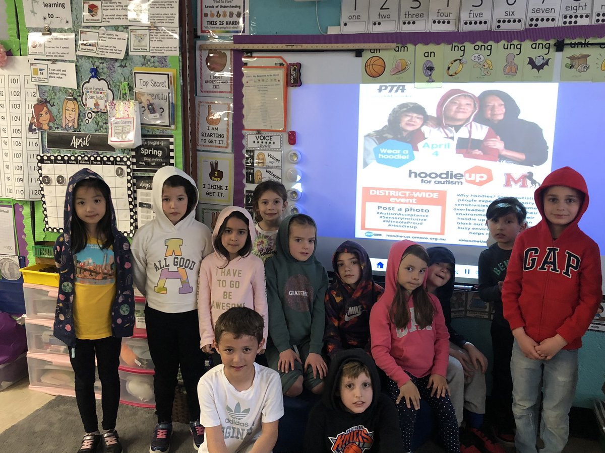 Hoods up for Autism #AutismAcceptance #SensoryInclusive 
#MineolaProud #HoodieUp