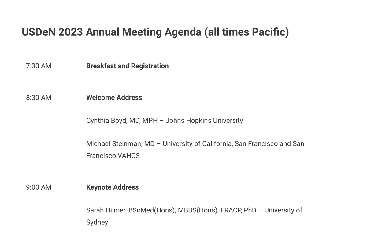 DeprescribeUS's tweet photo. 📣#USDeN2023 is less than a month away! 

Annual Meeting: May 3, 2023
Long Beach, California

Take a look at the amazing agenda with all-star presentations!

Haven't registered yet? 

You can take care of that here: https://t.co/HqtP5f8hqL https://t.co/p7k8ckXWD9