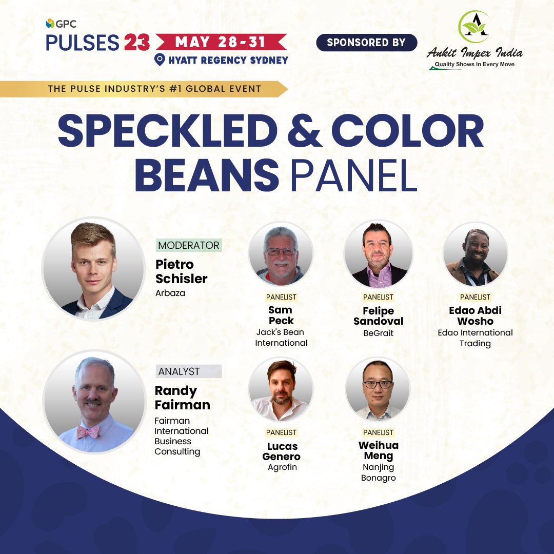 GlobalPulsesGPC's tweet photo. Join us for the #SpeckledBeans and #ColorBeans Panel, which features some of the main players in the market:
Register for #Pulses23 before April 28 and ensure your place in our Speed Networking Sessions!
🔗 https://t.co/eKEfAYl1xO
#GPC #GPCConferences #PulsesConferences https://t.co/SBzQQRQzQr