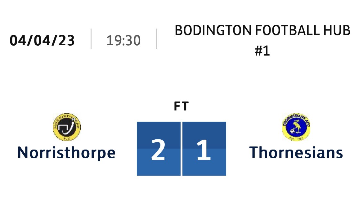 Congratulations to Norristhorpe FC on your semi-final win this evening 👏🏻🟡⚫️⚽️
#NFC #NJFC #football #officialyal #yaafl #norristhorpe #yafl #ATAW @NorristhorpeFC1