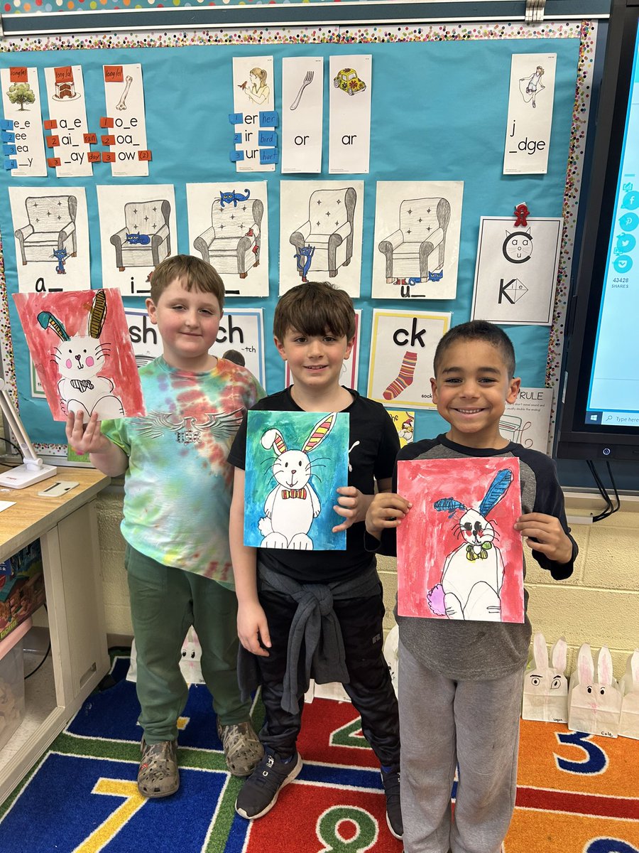 Mrs_Casaletto's tweet photo. Our bunny paintings came out so cute! 🐰 @CCSPrincipal #ccspride #laceypop #firstgradeisthebestgrade https://t.co/eBkF5cyf3i
