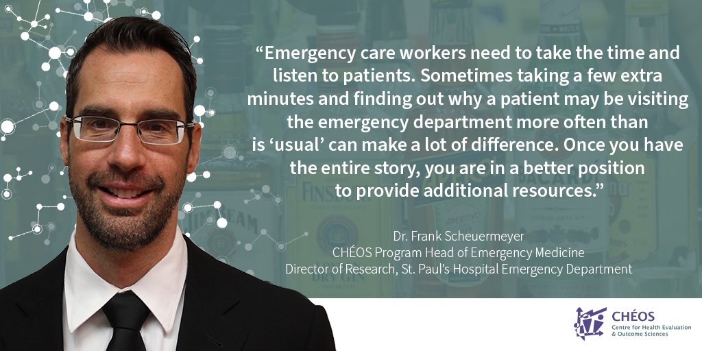 Centre for Advancing Health (@advancinghlth) on Twitter photo Did you know 25 % of emergency department visits for alcohol withdrawal result in a revisit just one week later?
cheos.ubc.ca/research-in-ac…
CHÉOS' Dr. Frank Scheuermeyer (<a href="/ubcemed/">UBC Department of Emergency Medicine</a>) comments on recently published findings and the importance of compassion in providing care.
#ER Did you know 25 % of emergency department visits for alcohol withdrawal result in a revisit just one week later?
cheos.ubc.ca/research-in-ac…
CHÉOS' Dr. Frank Scheuermeyer (<a href="/ubcemed/">UBC Department of Emergency Medicine</a>) comments on recently published findings and the importance of compassion in providing care.
#ER
