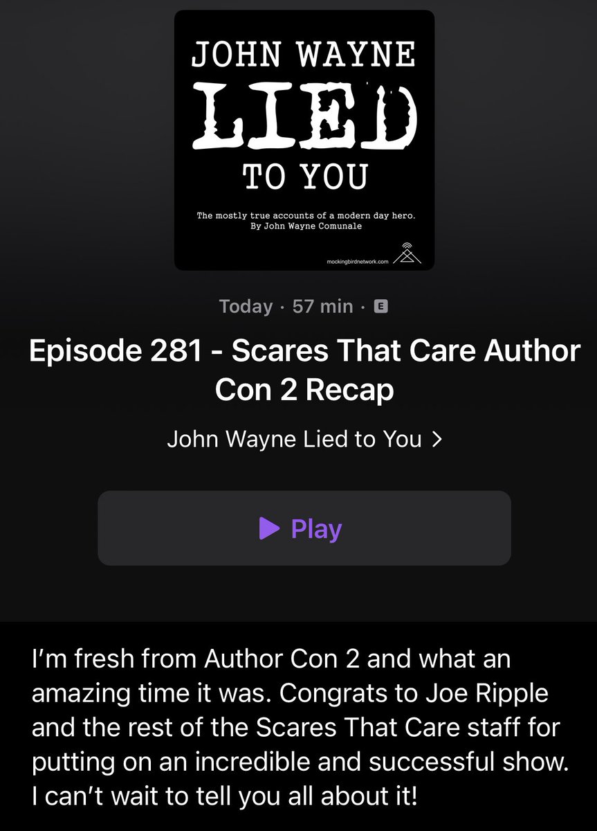 johnwayneisdead's tweet photo. New episode with my recap of Scares That Cate AUTHORCON 2 out now!
#podcast #horrorbooks #horrorconvention #scaresthatcare #authorcon2 #johnwayneisdead #jwid #ad4l
https://t.co/Z4UUi2L4oW https://t.co/9fOCyaDp2E