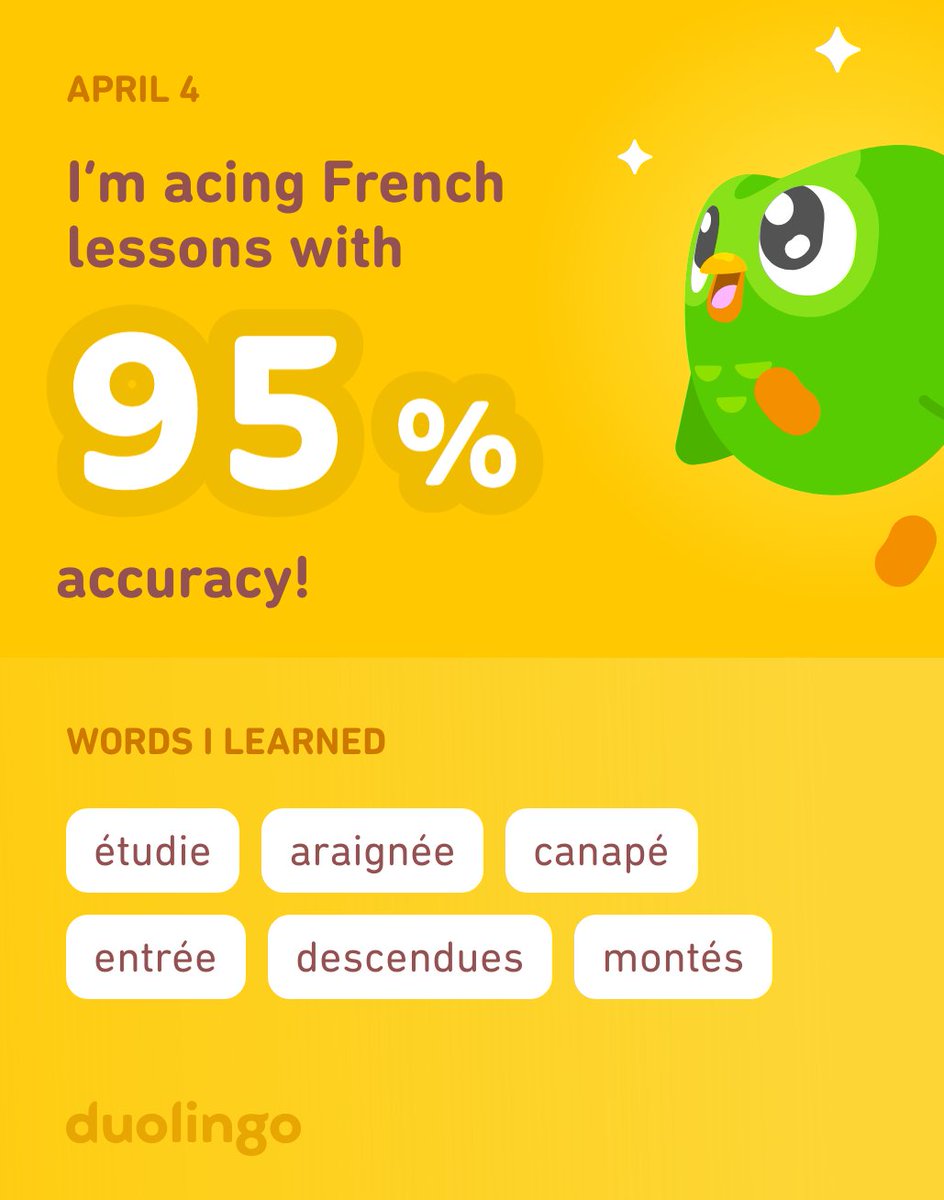 I’m learning French on Duolingo! It’s free, fun, and effective #Duolingo #French #studyfrench #LanguageLearning
