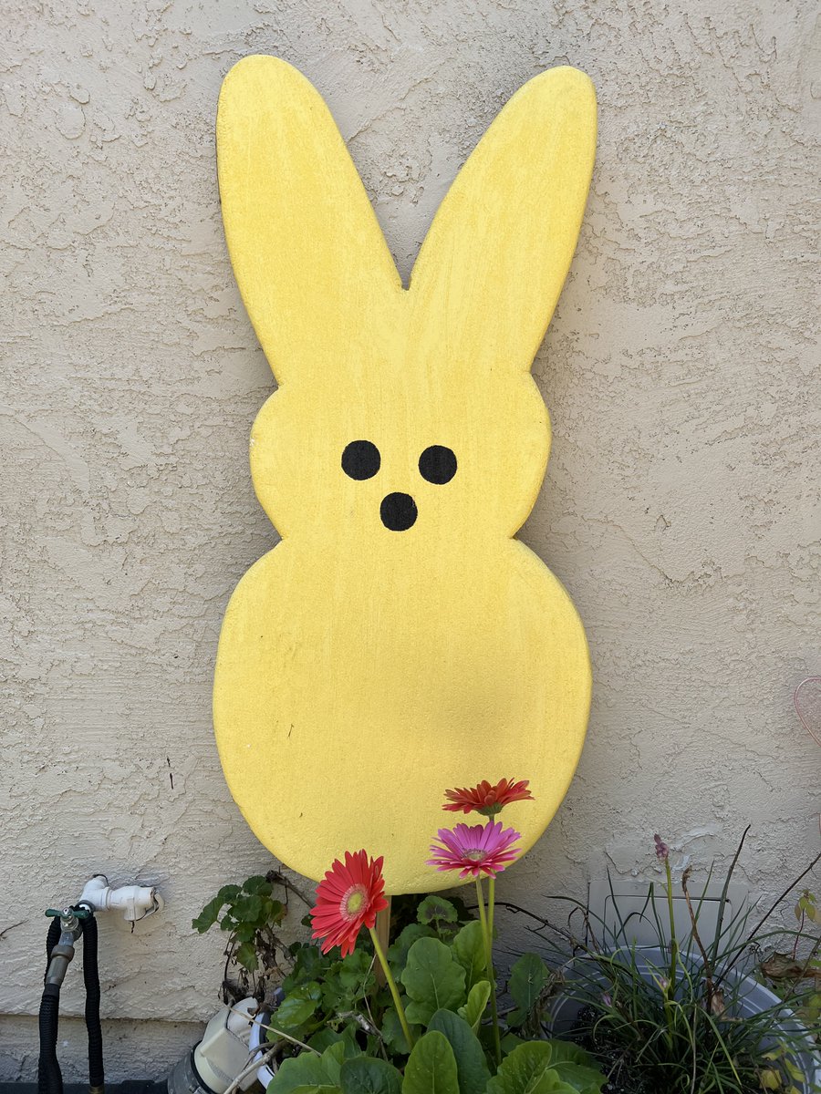 CaliKatBird's tweet photo. Now that the #LARain has stopped I can finally put my giant #Peeps bunny out on the porch. Hopefully the wind won't send him flying away. #LAwind #LAsun #HoppyPeepster 🐰🌞🌬️🍃 https://t.co/YDm2DOzUMv