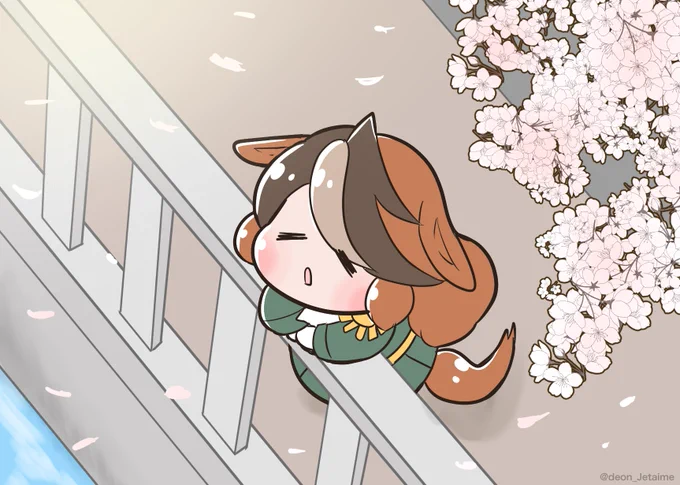 一人でお花見しているシンボリルドルフ 