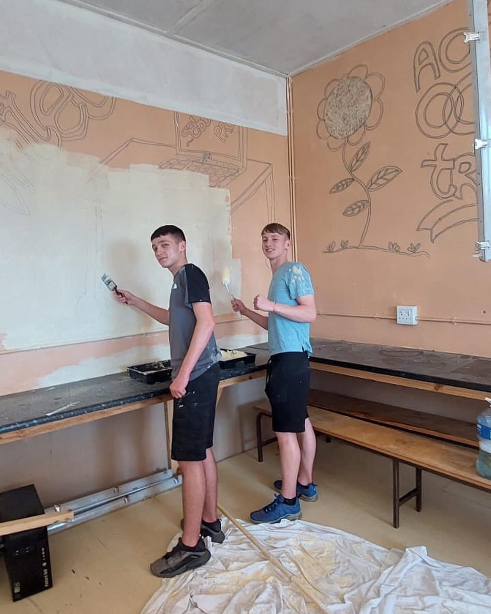 ActionIreland's tweet photo. BOOM another project complete!  Seboka Primary School water tank secured, toilets have running water AMAZING &amp; Painting done to the classrooms. One last push tomorrow across all venues and our targets will be met 👏💦🖌️#GoTeam #workingtochangethefuture #lesotho2023 #Lesotho https://t.co/9WJU4MJ8vb