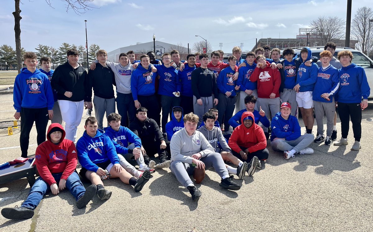 Had a fun day with the team watching a NIU Spring practice.  Lots of intensity and a great learning experience! #GoCadets @MarmionFB @MarmionAD @CoachAdamBreske @DanePardridge @NIU_Football