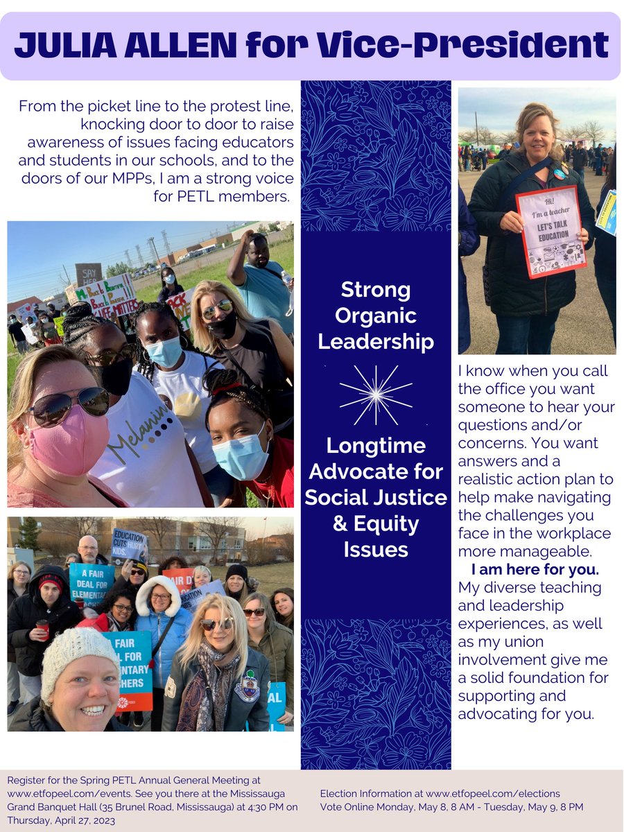 2023 #PETL Elections
Julia Allen is running for the position of Vice President.
More here: bit.ly/3mfxsqi
*NOTE: This is an official PETL post. It may be Liked, Reposted &amp; Shared without commentary. Commenting, replying &amp; campaigning are not permitted via SM.