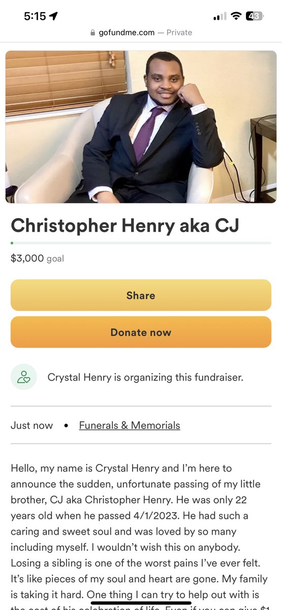 CrystalH24K's tweet photo. Hello everyone, my little brother committed suicide on Saturday. Everyday and every second hurts 💔😖 If you can help anyway for his celebration of life, we thank you. Even a dollar helps. No parents should bury a child https://t.co/Ug6i4MlxKS https://t.co/8rxMRG5Wxl