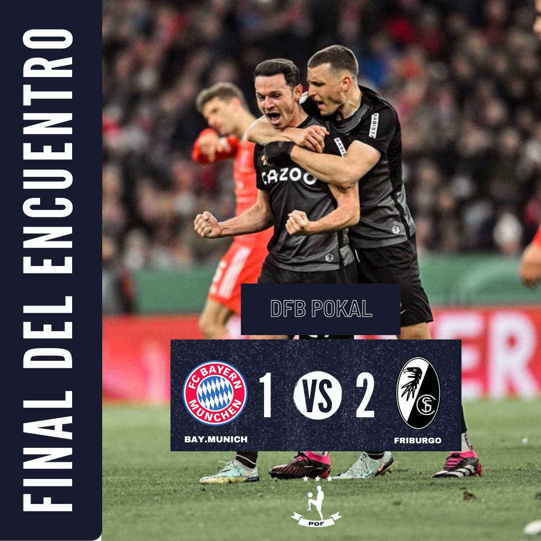 ParadigmasdelF's tweet photo. 🇩🇪¡Los buitres eliminaron a la máquina bávara! 

En el Allianz Arena, Friburgo consolidó el batacazo tras eliminar al Bayern Munich por dos a uno en los cuartos de final de Copa Alemana. 

⚽ #Upamecano (BAY) : #Hoffer, #Holer (FRI) https://t.co/tY4FPGvPAv