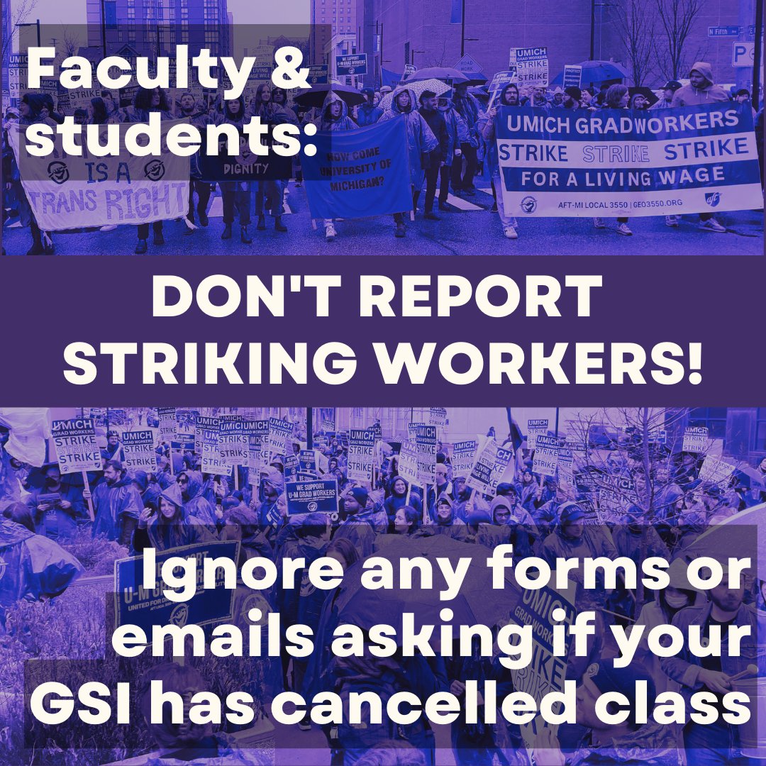 geo3550's tweet photo. π’ Faculty!
π’ Students!
We NEED your SOLIDARITY!
Do NOT report striking works to anyone!
Do NOT fill out forms asking if GSIs have cancelled classes!
#DefendGradWorkers! https://t.co/QDtO0ozHgJ