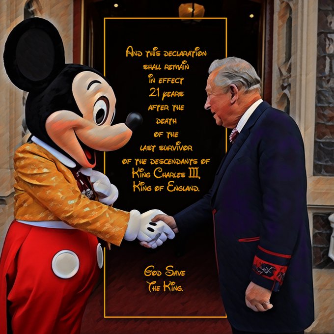Image of mickey mouse and King Charles III